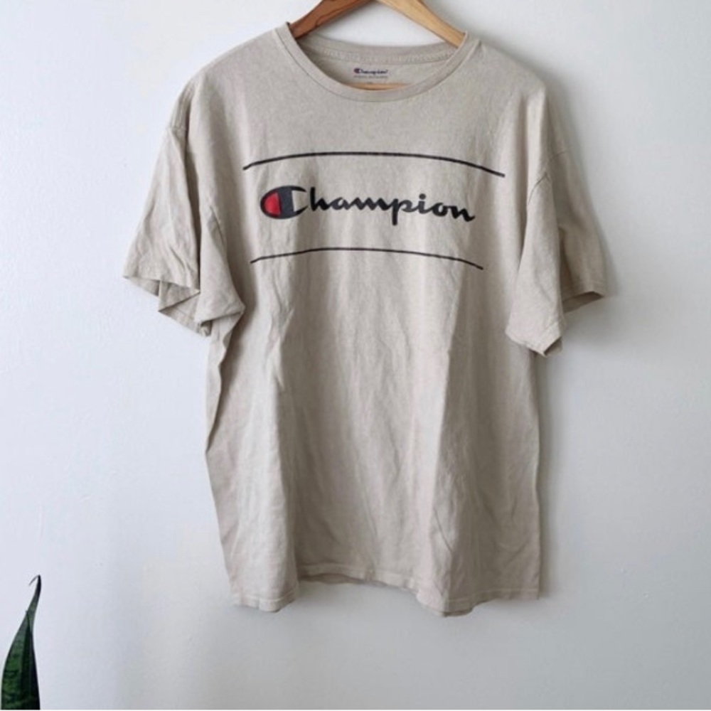 Champion Logo Spellout T-Shirt Beige Size 1XL